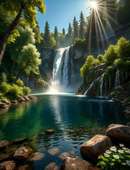 Lichtspiel am Wasserfall