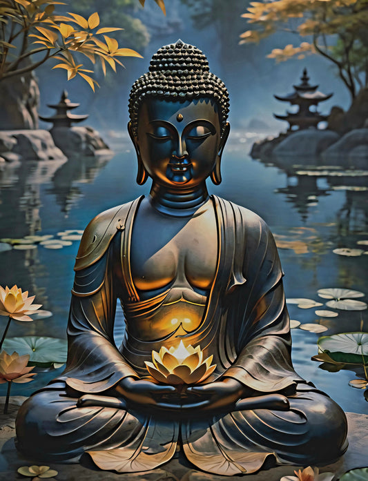 Buddha Figur im Zen Garten