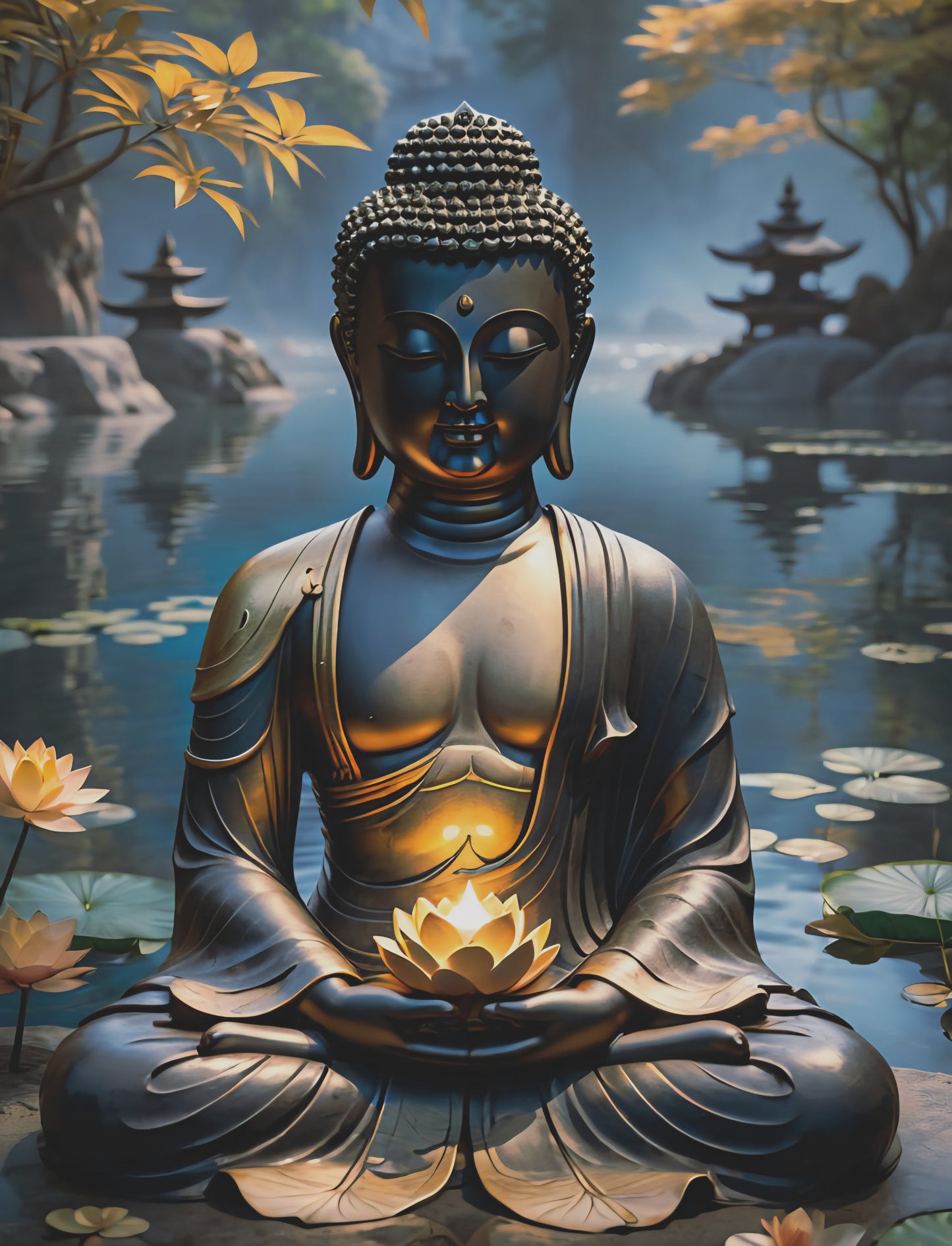 Buddha Figur im Zen Garten