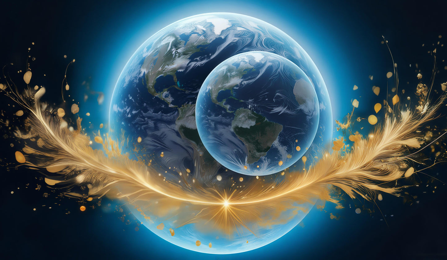 „Kosmische Balance – Die goldene Feder des Universums“