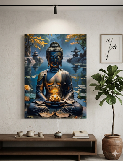 Buddha Figur im Zen Garten