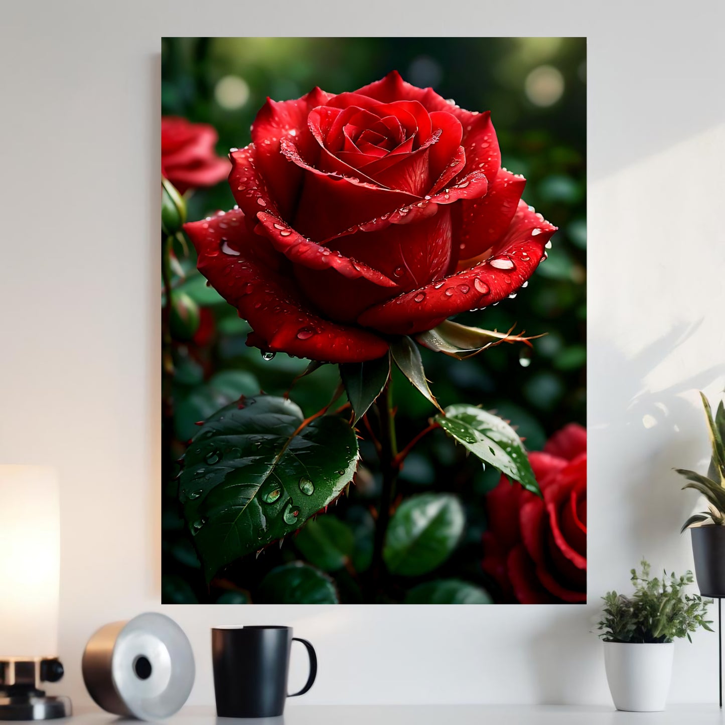 Leinwandbild Rose – Makroaufnahme rote Blume, hochwertige Wandkunst
